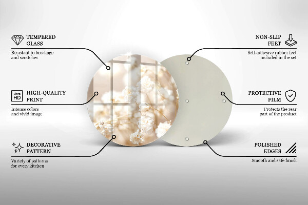 Kitchen worktop protector Delicate white flowers