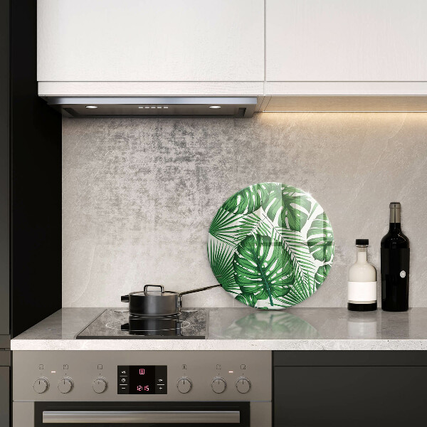 Chopping board glass Monstera leaves