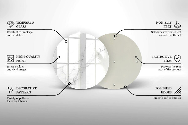 Chopping board glass Delicate white marble