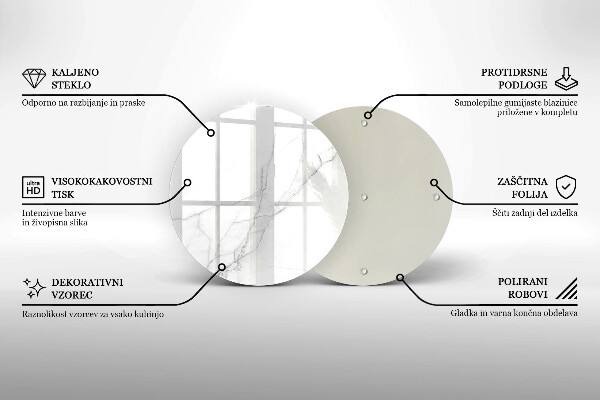 Chopping board glass Delicate white marble