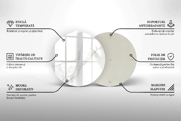 Chopping board glass Delicate white marble
