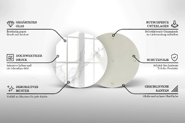 Chopping board glass Delicate white marble
