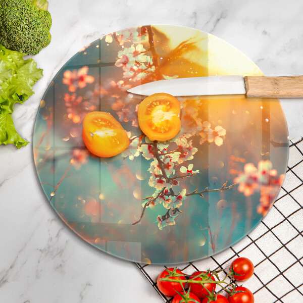 Glass worktop protector Apple flowers in the sun