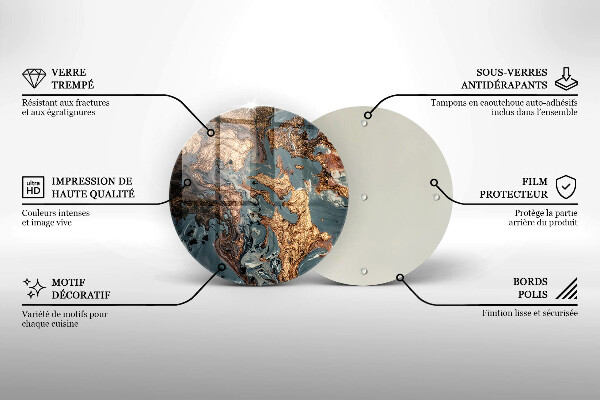 Chopping board Decorative rock with gold