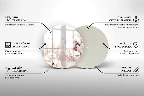 Kitchen worktop protector Pastel peonies