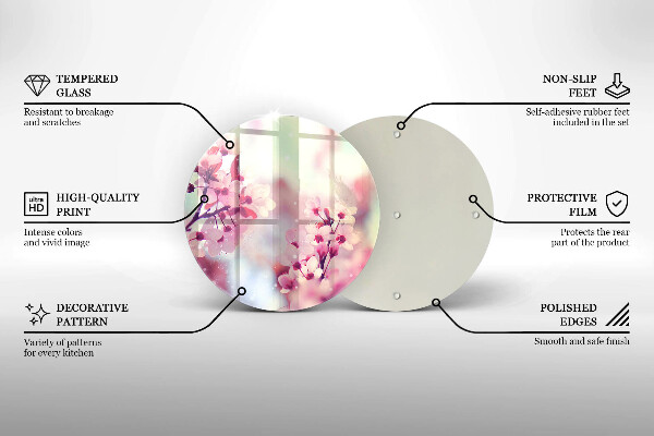 Glass worktop protector Spring pink flowers
