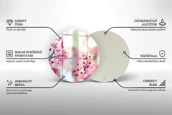 Glass worktop protector Spring pink flowers