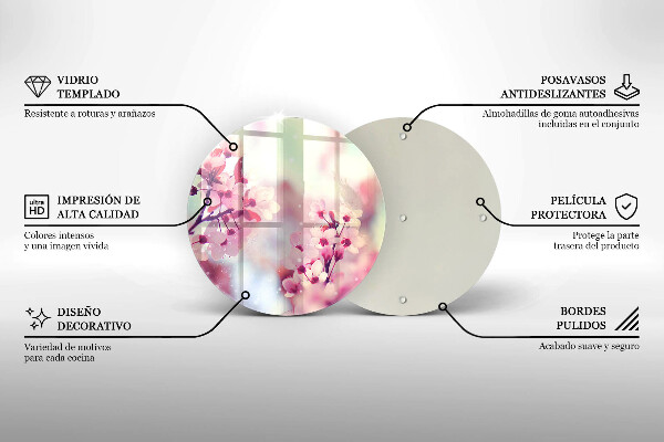 Glass worktop protector Spring pink flowers