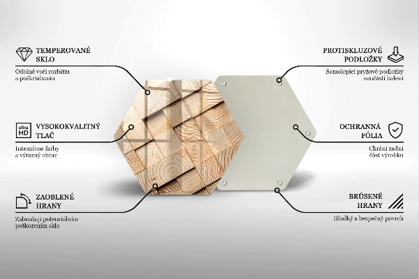 Chopping board glass Wooden squares