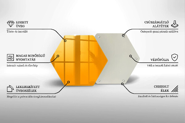 Glass kitchen board Dark yellow color