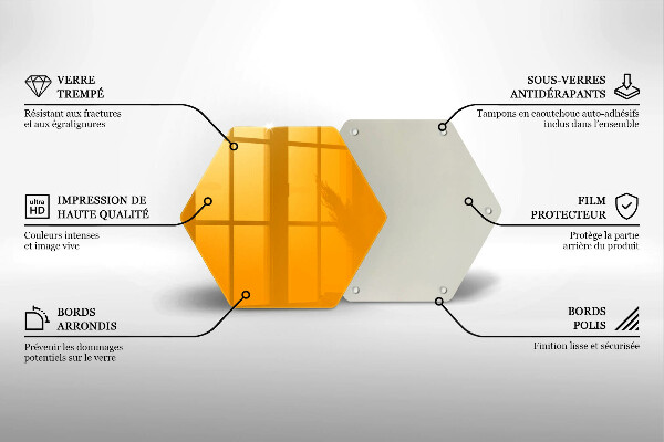 Glass kitchen board Dark yellow color