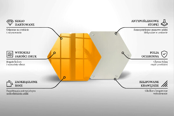 Glass kitchen board Dark yellow color