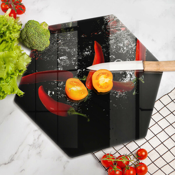 Kitchen worktop protector Chili peppers in water