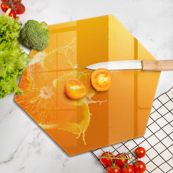 Glass chopping board Juicy fruit of orange