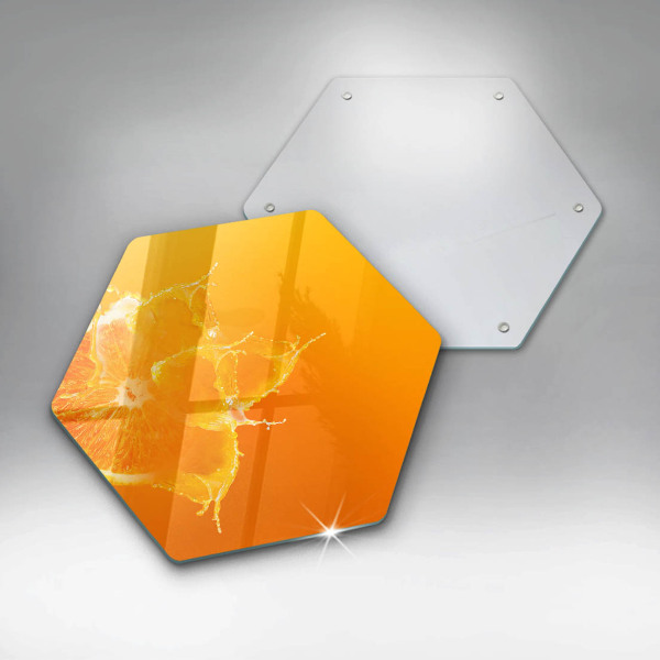 Glass chopping board Juicy fruit of orange