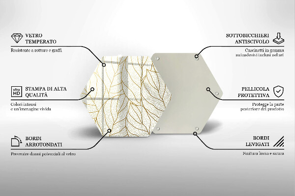 Cutting board Line-art leaves pattern