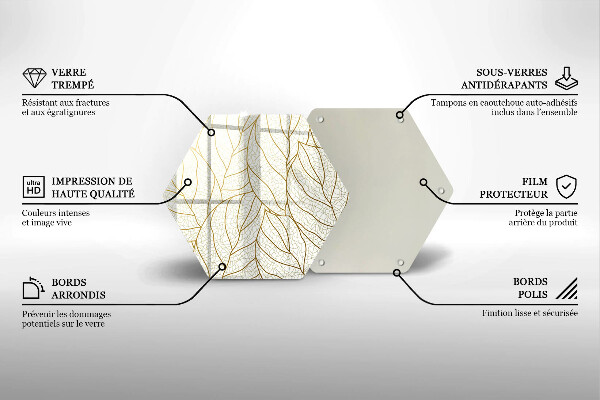 Cutting board Line-art leaves pattern