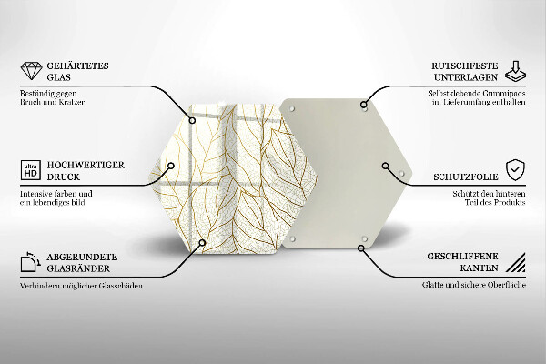 Cutting board Line-art leaves pattern