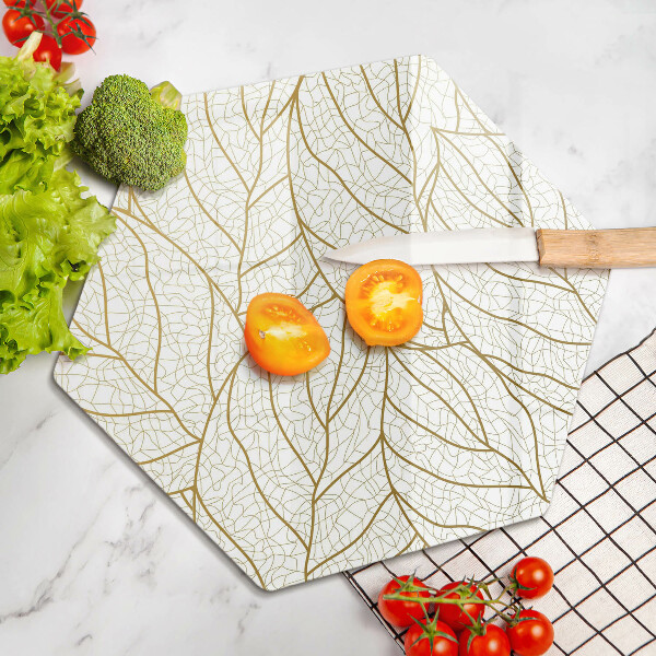 Cutting board Line-art leaves pattern