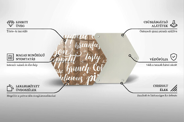 Glass chopping board Text Bon Appetit