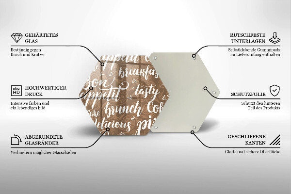 Glass chopping board Text Bon Appetit