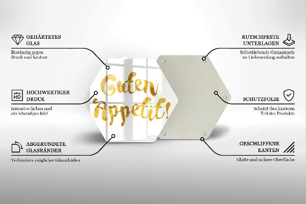 Glass chopping board The inscription GUTEN APPETIT!