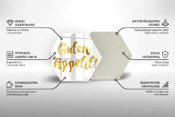 Glass chopping board The inscription GUTEN APPETIT!