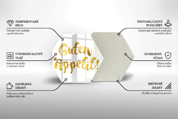 Glass chopping board The inscription GUTEN APPETIT!