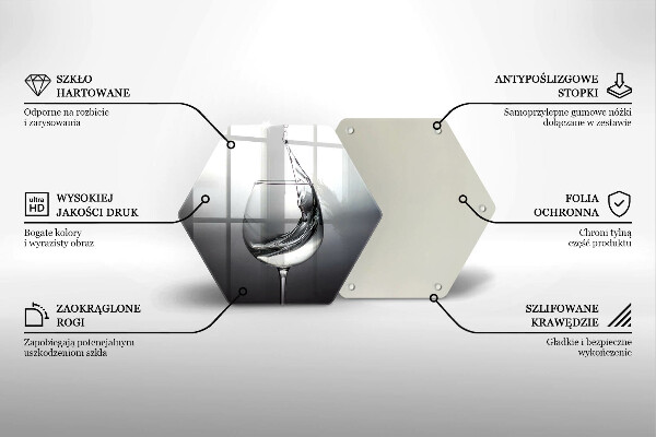 Chopping board glass A glass of water