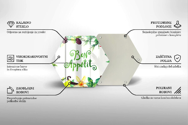 Chopping board glass The inscription Bon Appetit