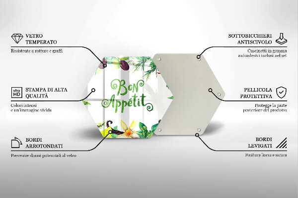 Chopping board glass The inscription Bon Appetit