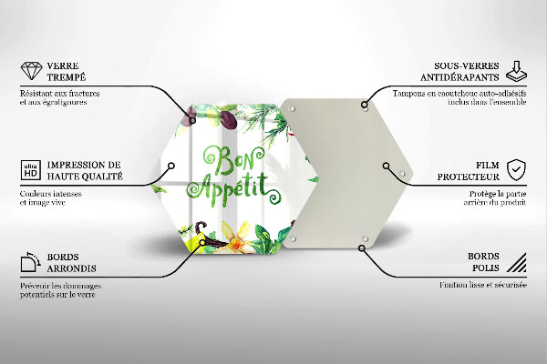 Chopping board glass The inscription Bon Appetit