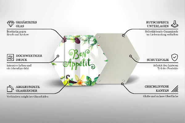 Chopping board glass The inscription Bon Appetit