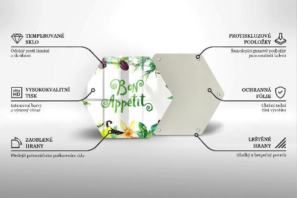 Chopping board glass The inscription Bon Appetit