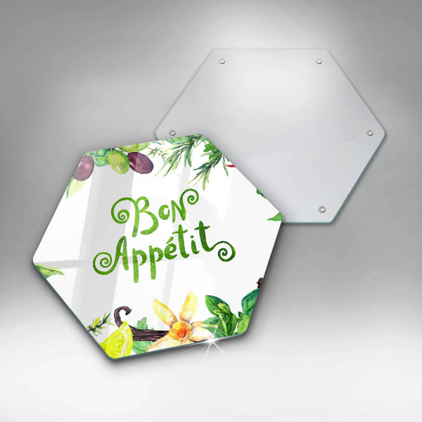 Chopping board glass The inscription Bon Appetit