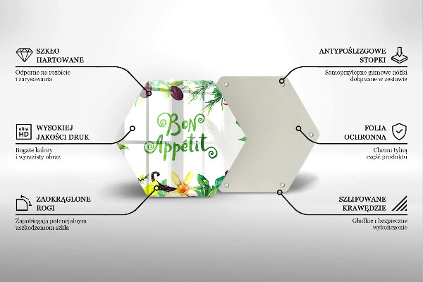 Chopping board glass The inscription Bon Appetit