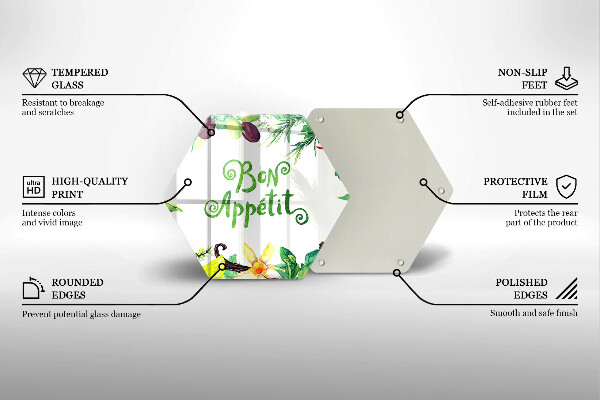 Chopping board glass The inscription Bon Appetit