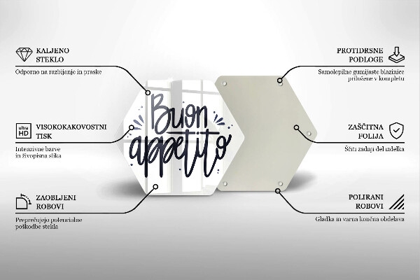 Chopping board glass The inscription Buon Appetito