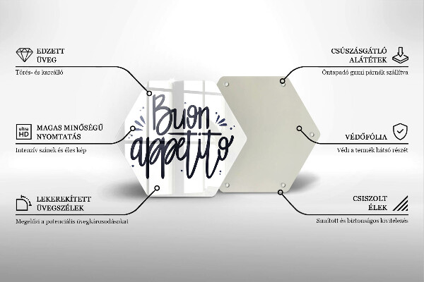 Chopping board glass The inscription Buon Appetito