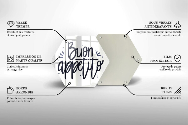 Chopping board glass The inscription Buon Appetito