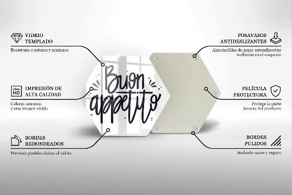 Chopping board glass The inscription Buon Appetito