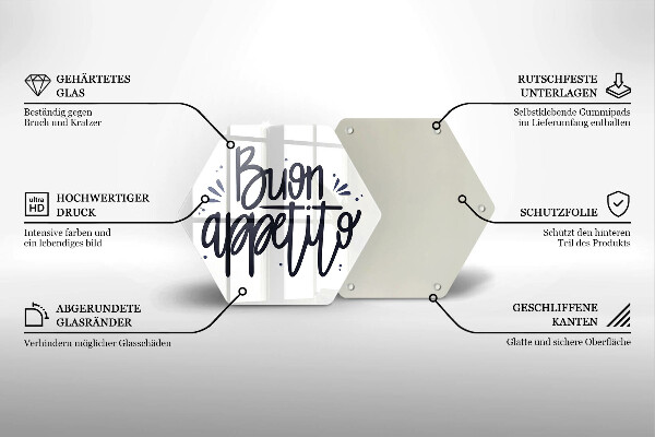 Chopping board glass The inscription Buon Appetito