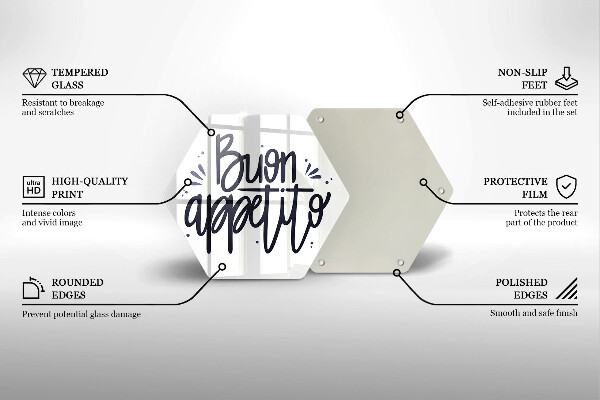 Chopping board glass The inscription Buon Appetito