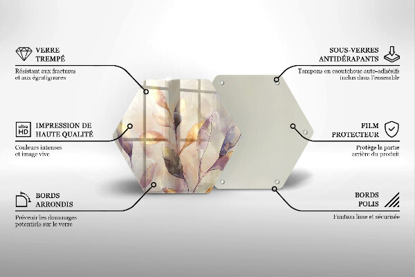 Chopping board glass Painted boho leaves