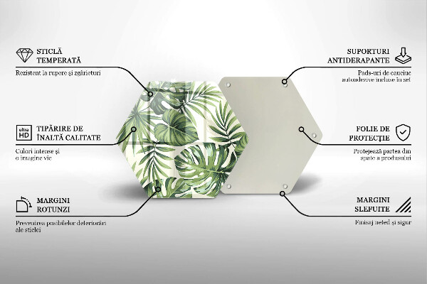 Chopping board glass Illustration of the Monstera leaves