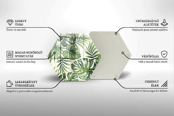 Chopping board glass Illustration of the Monstera leaves