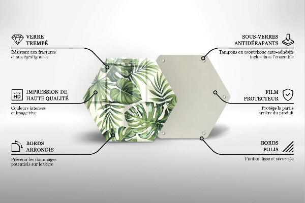 Chopping board glass Illustration of the Monstera leaves
