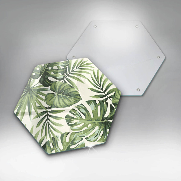 Chopping board glass Illustration of the Monstera leaves