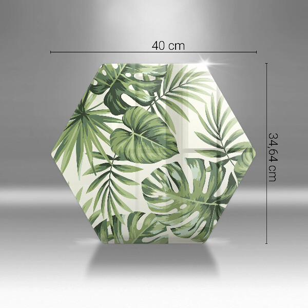 Chopping board glass Illustration of the Monstera leaves