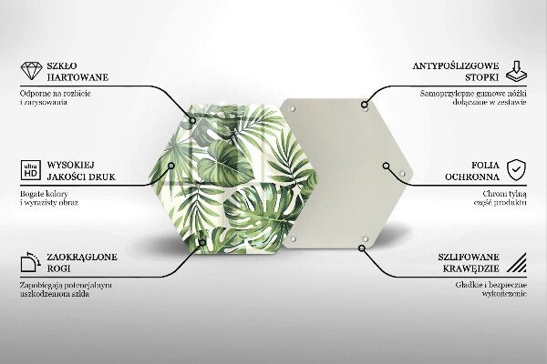 Chopping board glass Illustration of the Monstera leaves